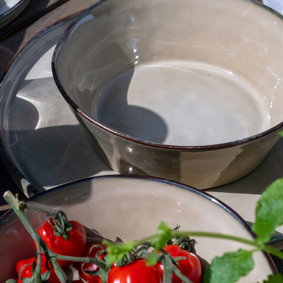 image 1 of Scandi Home Set of Four 17.5cm Oslo Oatmeal Artisan Glaze Ceramic Bowls Brown