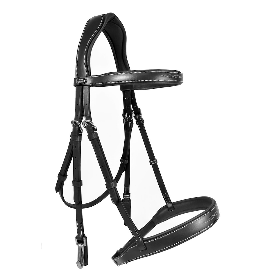 image 1 of Whitaker Madrid Leather Horse Snaffle Bridle | Black | Black | Cob | 1
