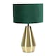 image 4 of ValueLights Jax Antique Brass Touch Table Lamp Forest Green Velvet Shade