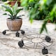 image 2 of Black Metal Flower Plant Pot Trolley Roller 3 Casters Wheels Tray Rack Outdoor