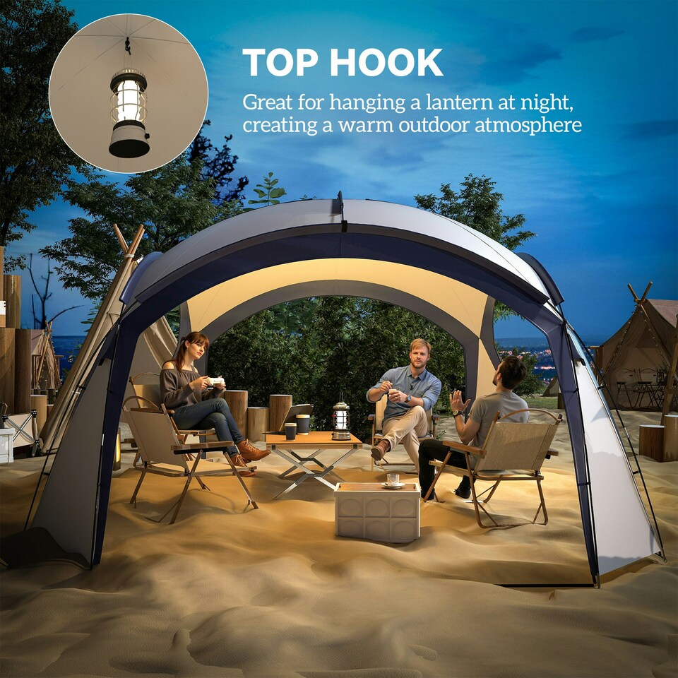 image 1 of Outsunny Outdoor Gazebo Event Dome Shelter Party Tent for Garden Cream and Blue
