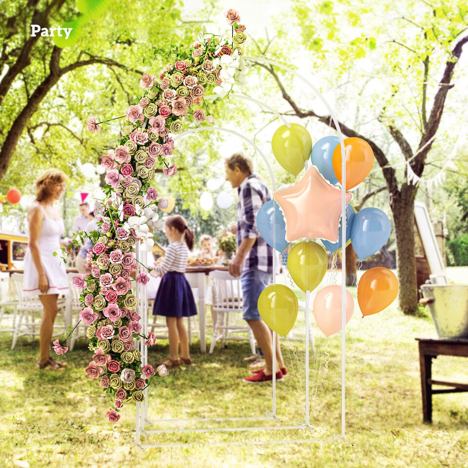 image 1 of Outsunny Wedding Arch Frame Set, 2.2, 2, 1.8 m Arch Backdrop Stand White | White | White | Large: 120x40x220 cm; Medium: 100x40x200 cm; Small: 80x40x180 cm