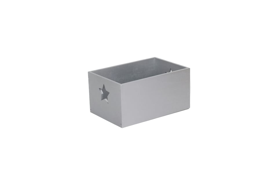 image 1 of Soft Wood Silver Painted Storage Box with Star Cut Out | Silver | Silver | One Size | 1