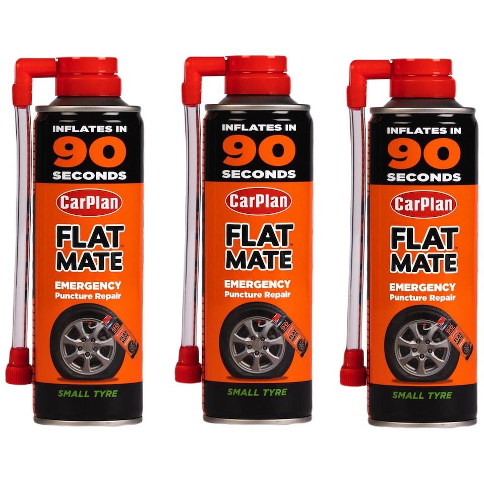 image 1 of CarPlan Flat Mate Small Tyre Inflator Emergency Puncture Repair Seal 3x300ml