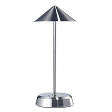 Tall Sleek Satin Nickel Rechargeable Touch Dimmable Table Lamp with Metal Shade Silver