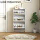 image 4 of HOMCOM Slim Shoe Storage Cabinet with 3 Flip Drawers for Hallway White | Gold | 60W x 24D x 128H cm