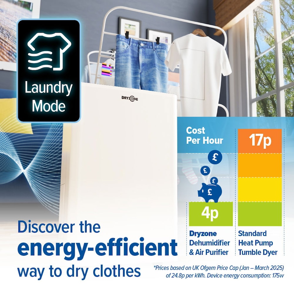 image 1 of Dryzone Dehumidifier & HEPA Air Purifier for Home (12L) - Energy-Efficient, Low Noise, Laundry Mode & Smart Humidity Control