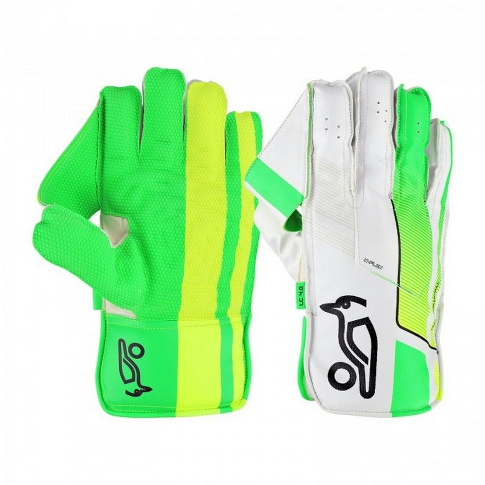 image 1 of Kookaburra Unisex Adult LC 4.0 Wicket Keeper Gloves - White/Green/Yellow - One Size