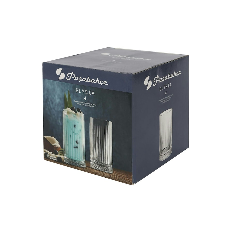 image 1 of Pasabahce Elysia Highball Glasses - 435ml - Pack of 8