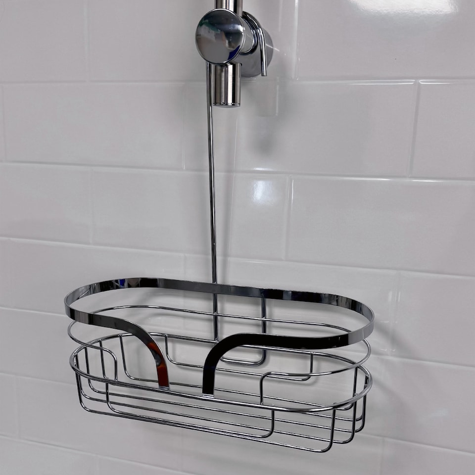 image 1 of Showerdrape Dante Chrome Mini Shower Caddy | Silver | 1