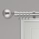 image 1 of Extendable Curtain Pole Round Ball Metal Curtain Rail Pole Set Includes Rings, Finials, Brackets & Fittings - Satin Nickel - 40cm to 144cm (15” to 57”)
