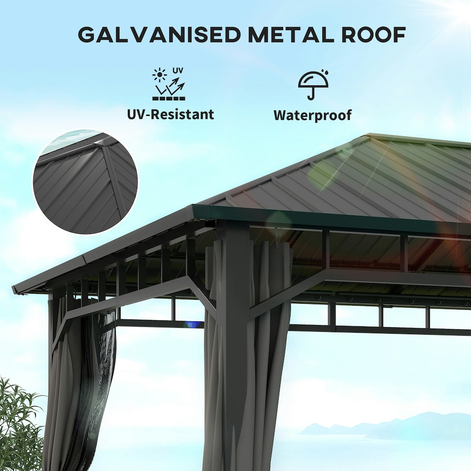 image 1 of Outsunny 3 x 4m Hardtop Gazebo with Galvanised Steel Roof and Sides