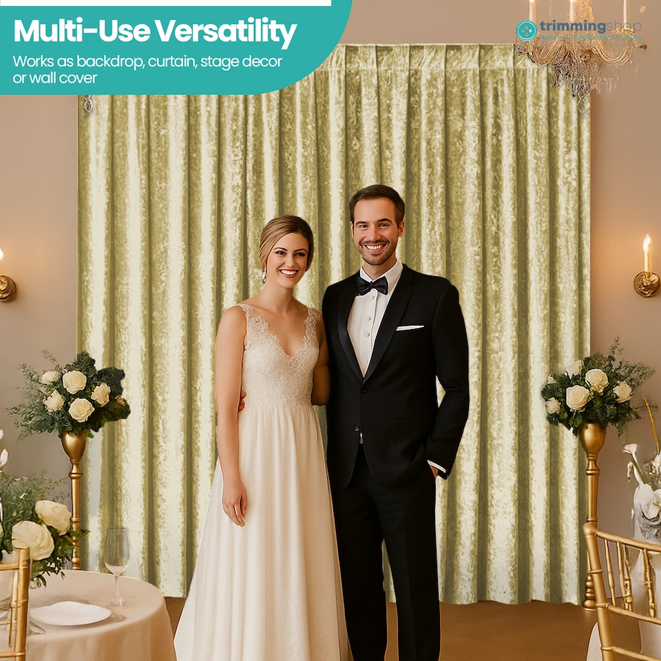 image 1 of 3x3m Crushed Velvet Backdrop, 8cm Rod Pocket Photography Background