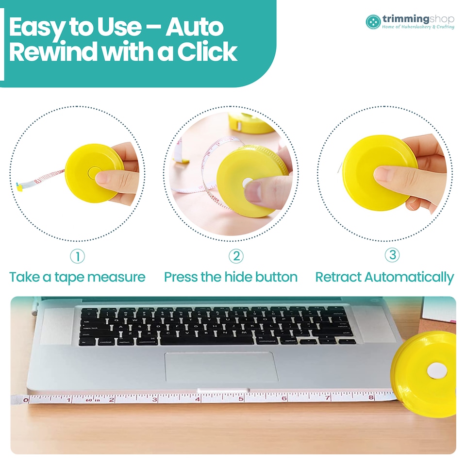 image 1 of 150cm Retractable Measuring Tape, Dual Sided Soft Round Design