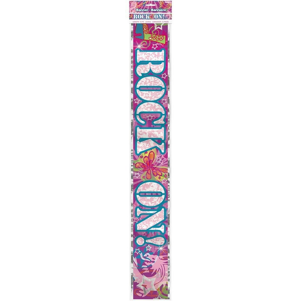 image 1 of Unique Party Rock On Foil Banner - Multicoloured - One Size