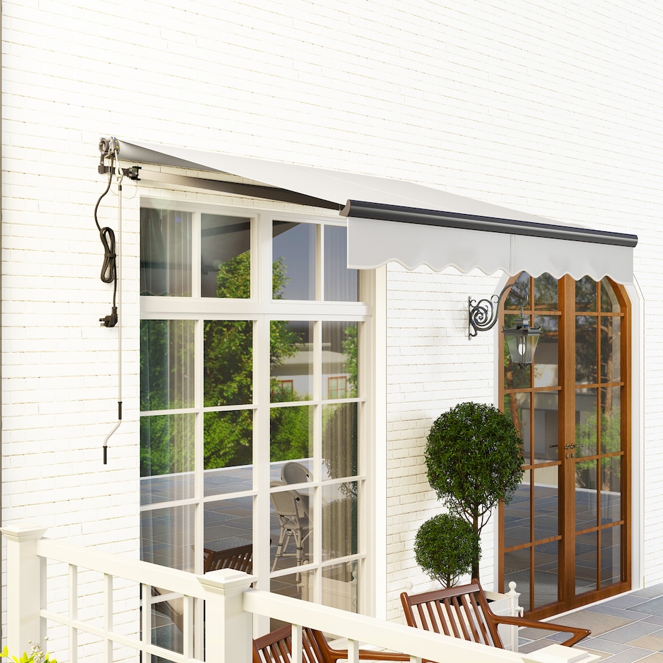 image 1 of Outsunny 2.5 x 2m Electric Retractable Awning w Aluminium Frame Light Grey | Grey | 1