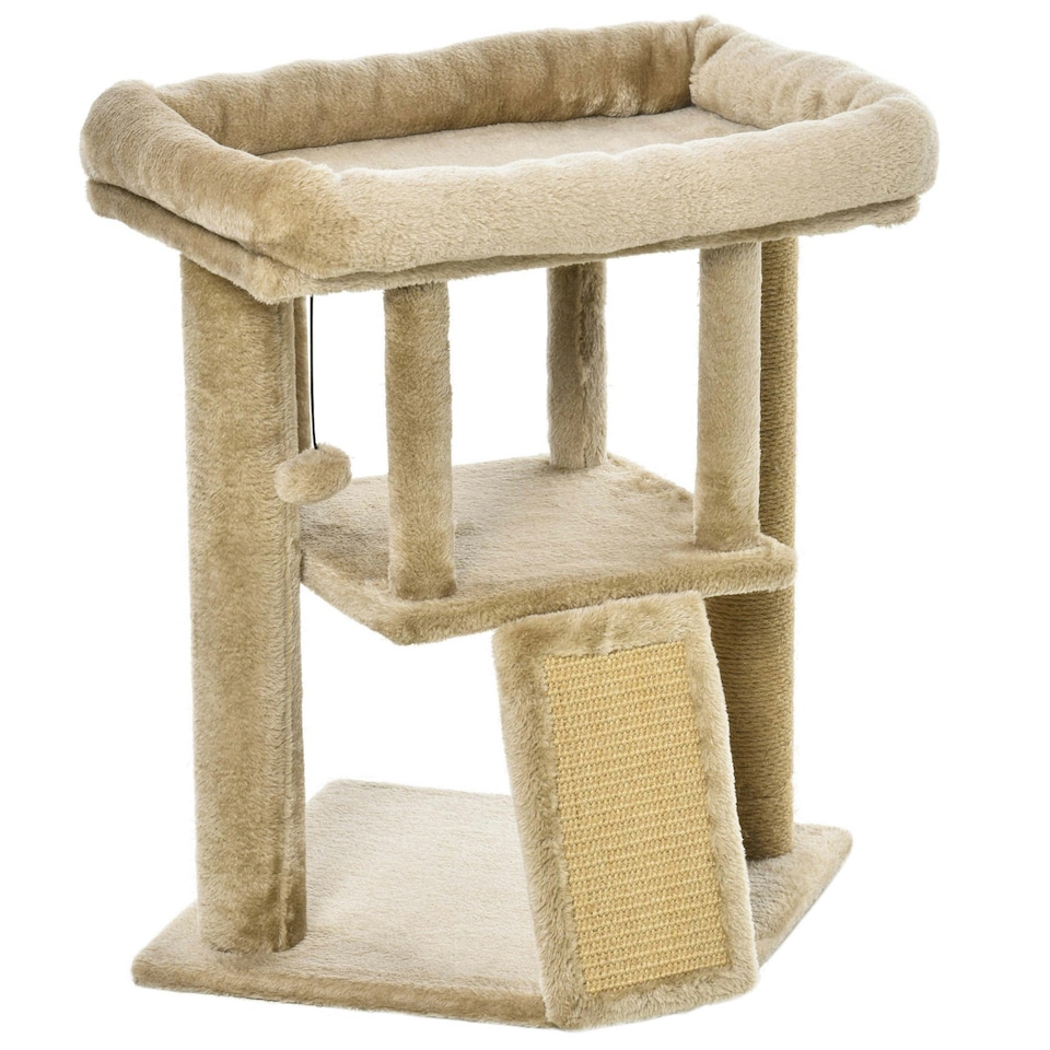 image 1 of PawHut Cat Tree Tower Indoor with Cats Scratching Post Cat House, Coffee