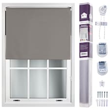 FURNISHED Made to Measure Blackout Blinds Easy Fit UV Protection Insulated Window Shade (W)120cm x (L)210cm | Grey | Dark Grey | (W) 120cm x (L) 210cm
