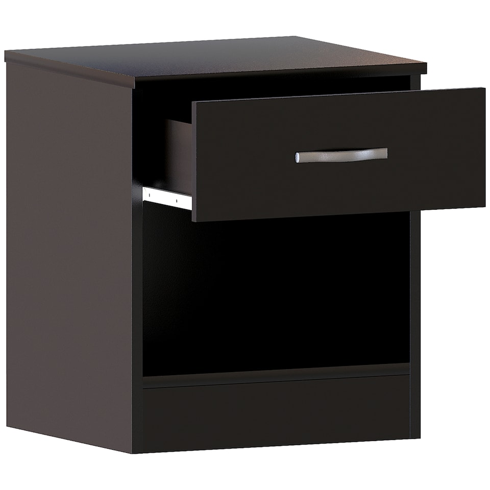 image 1 of Vida Designs Riano 1 Drawer Bedside Chest Cabinet Table Nightstand, Black