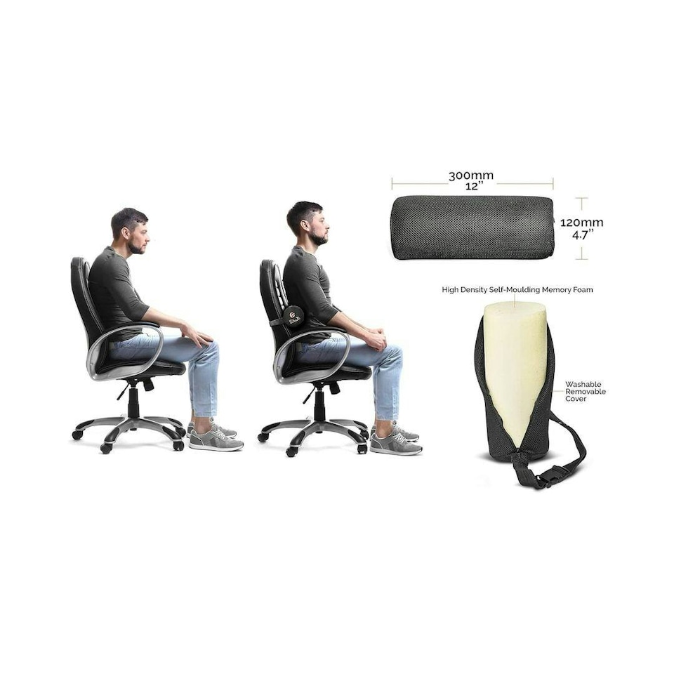 image 1 of F FLX Energising Excellence Lumbar Memory Foam Support Cushion Black Black | S