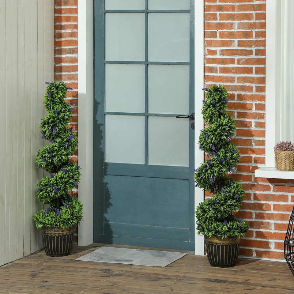 image 1 of HOMCOM Set of 2 Decorative Artificial Plants with Lavender and Pot, 115cm 