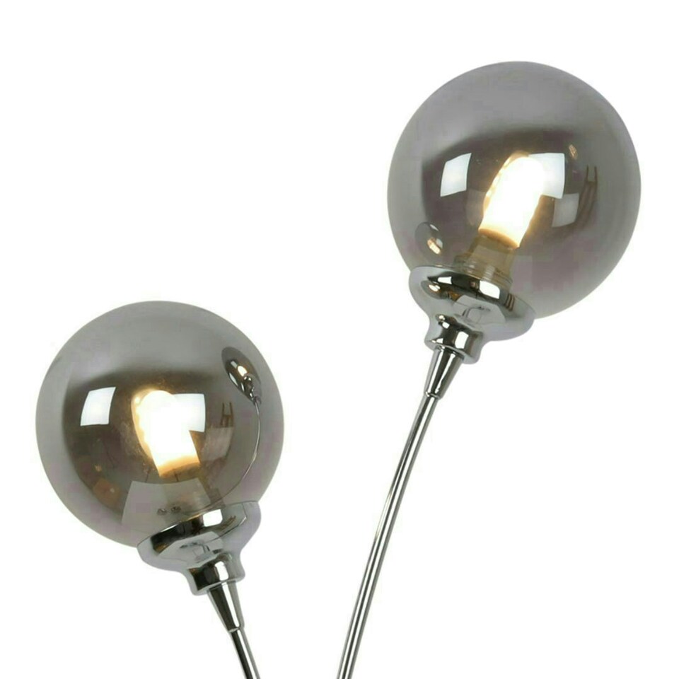 image 1 of Bungo 2 Light Polished Chrome & Smoked Glass Table Lamp