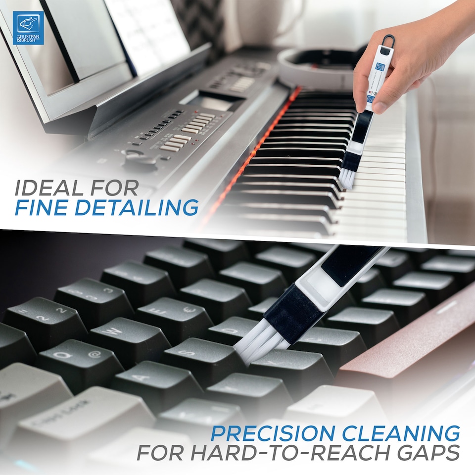 image 1 of Micro Cleaning Tool Precision Cleaning for Gaps & Tracks Brush Set Keyboard Blinds Windows | Blue | Blue, Black | One Size