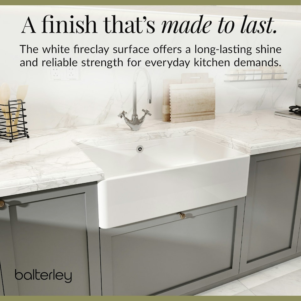 image 1 of Single Bowl Fireclay Butler Kitchen Sink Overflow & Waste - 795mm