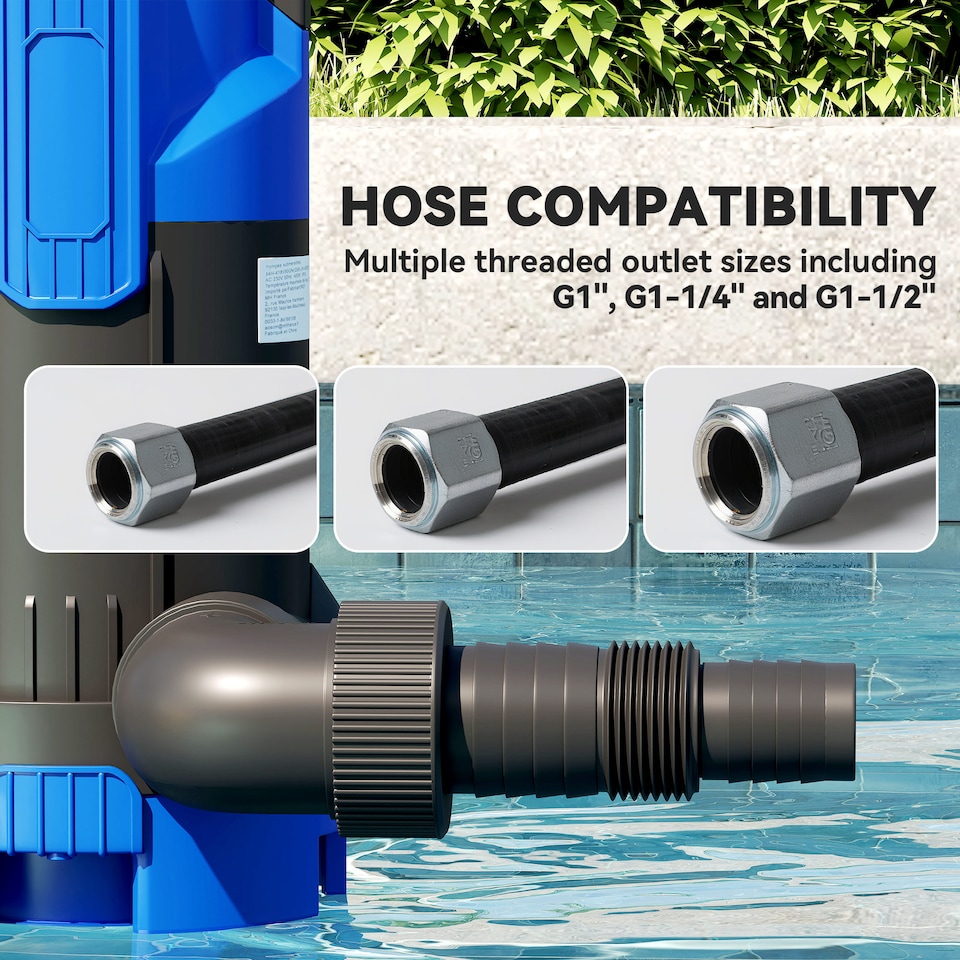 image 1 of Outsunny 750W Submersible Water Pump for Dirty or Clean Water, Electric Sump Pump with Float Switch, Drain Water from Garden Pond, Hot Tub, Ditches, Portable and Lightweight | Blue