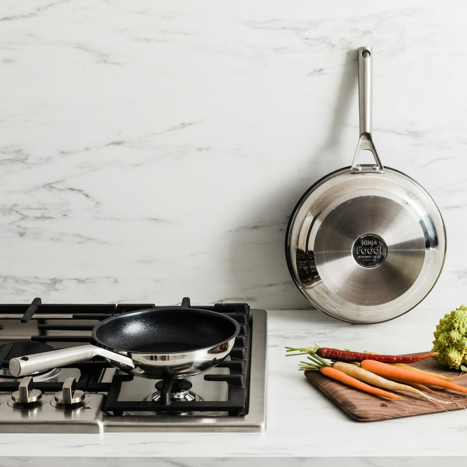 image 1 of Ninja Foodi ZEROSTICK Stainless Steel 2 Piece Frying Pan Set C62200UK
