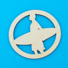 Surfer Silhouette Wooden Coaster