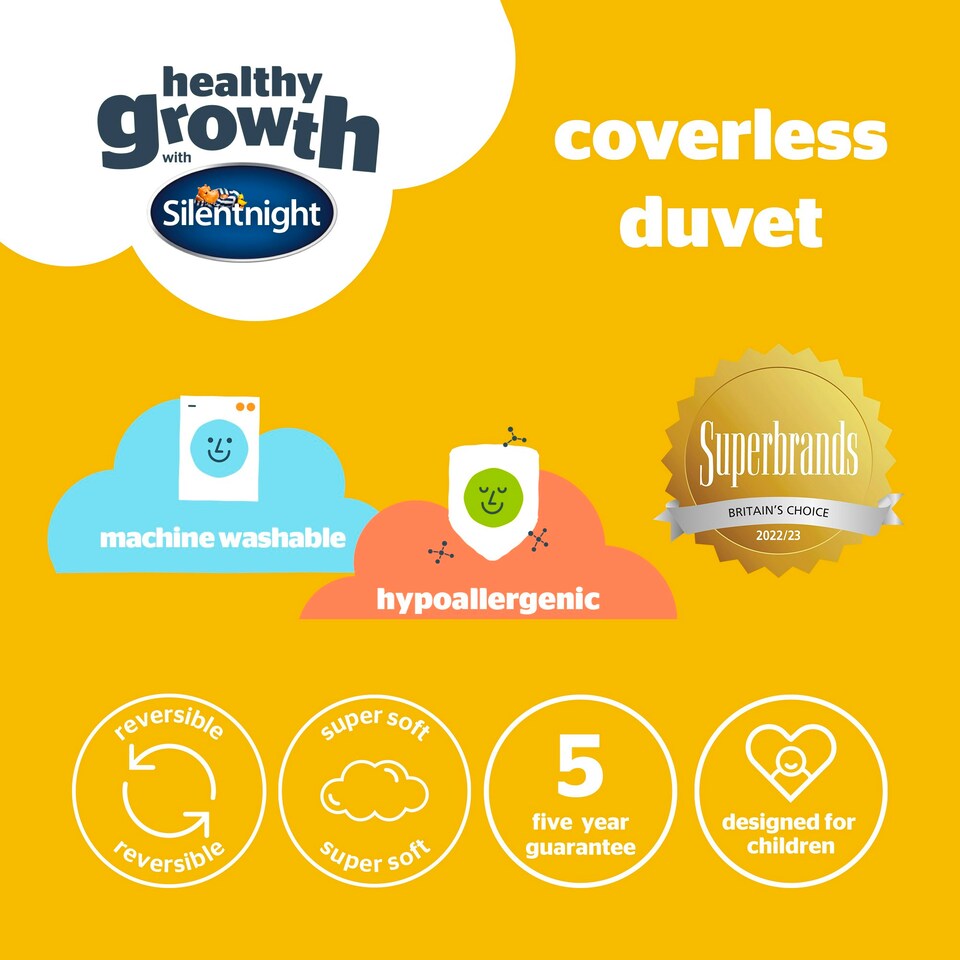 image 1 of Silentnight Healthy Growth Coverless Duvet with pillowcase, 9 Tog, Space Print, Single