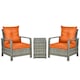 image 1 of Outsunny 3 Pieces Rattan Bistro Set, Wicker Garden Furniture Set with Storage Coffee Table and Chairs, Thickened Cushions for Outdoor, Patio, Balcony, Orange