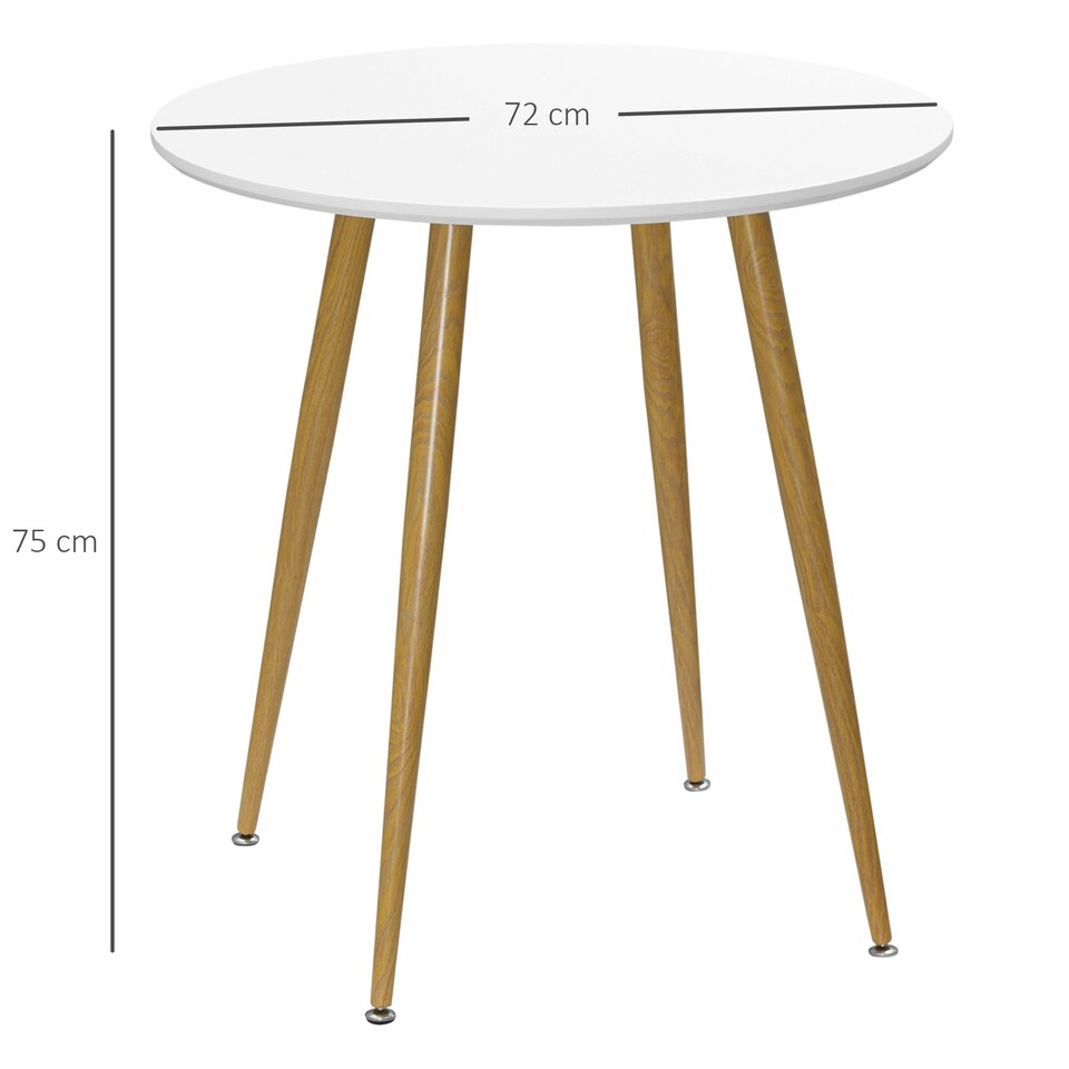 image 1 of HOMCOM Round Dining Table with Matte Top Metal legs, Kitchen Table for 2 People