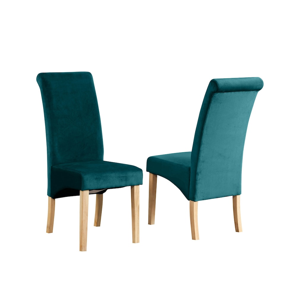 image 1 of Rimini Velvet Fabric Dining Chairs - Set of 2 - Teal