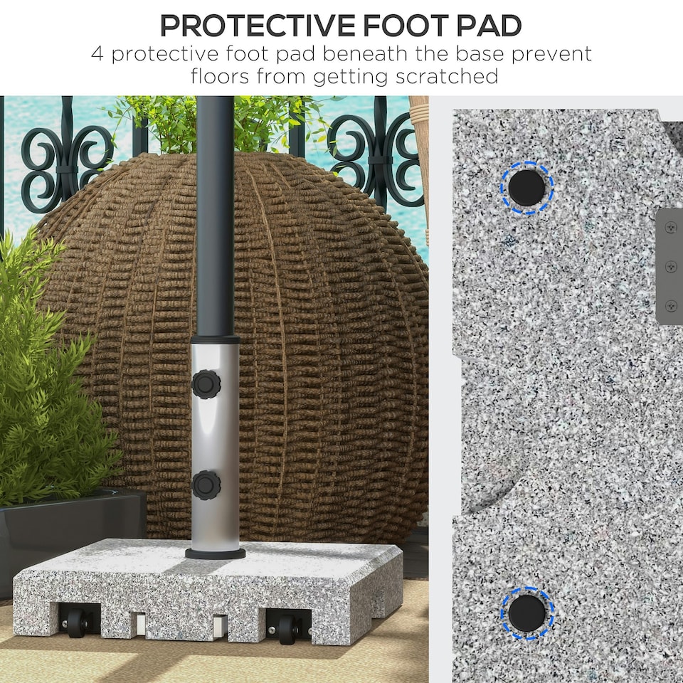 image 1 of Outsunny 28kg Heavy Duty Granite Parasol Base with Wheels, Retractable Handle
