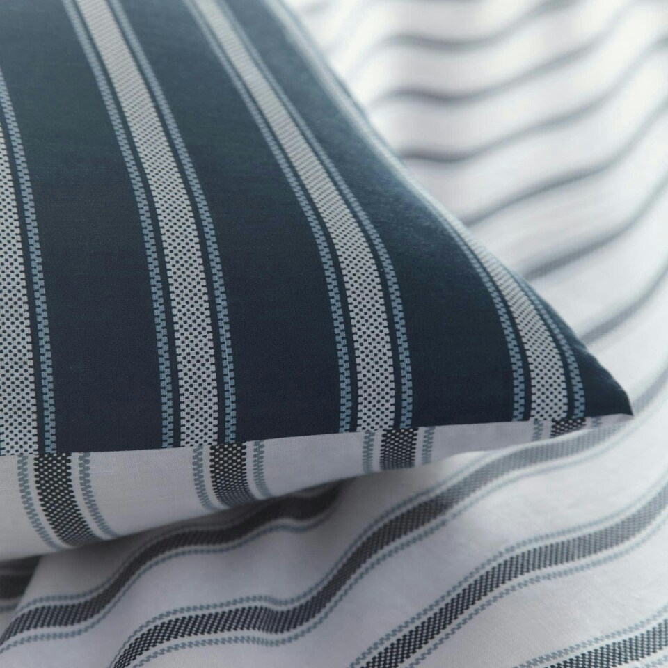 image 1 of Harvard Stripe Print Duvet Cover Set - Double - Blue