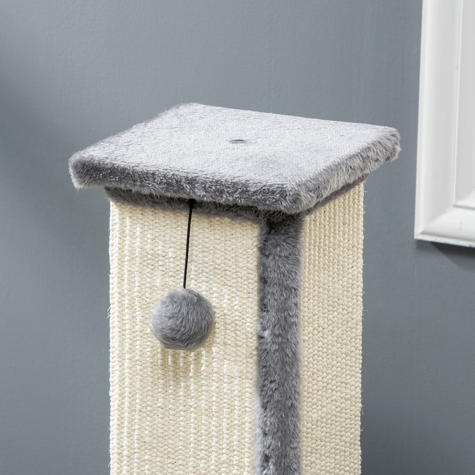 image 1 of PawHut Cat Scratching Post with Vertical Sisal Rope Ball Plush, 81cm