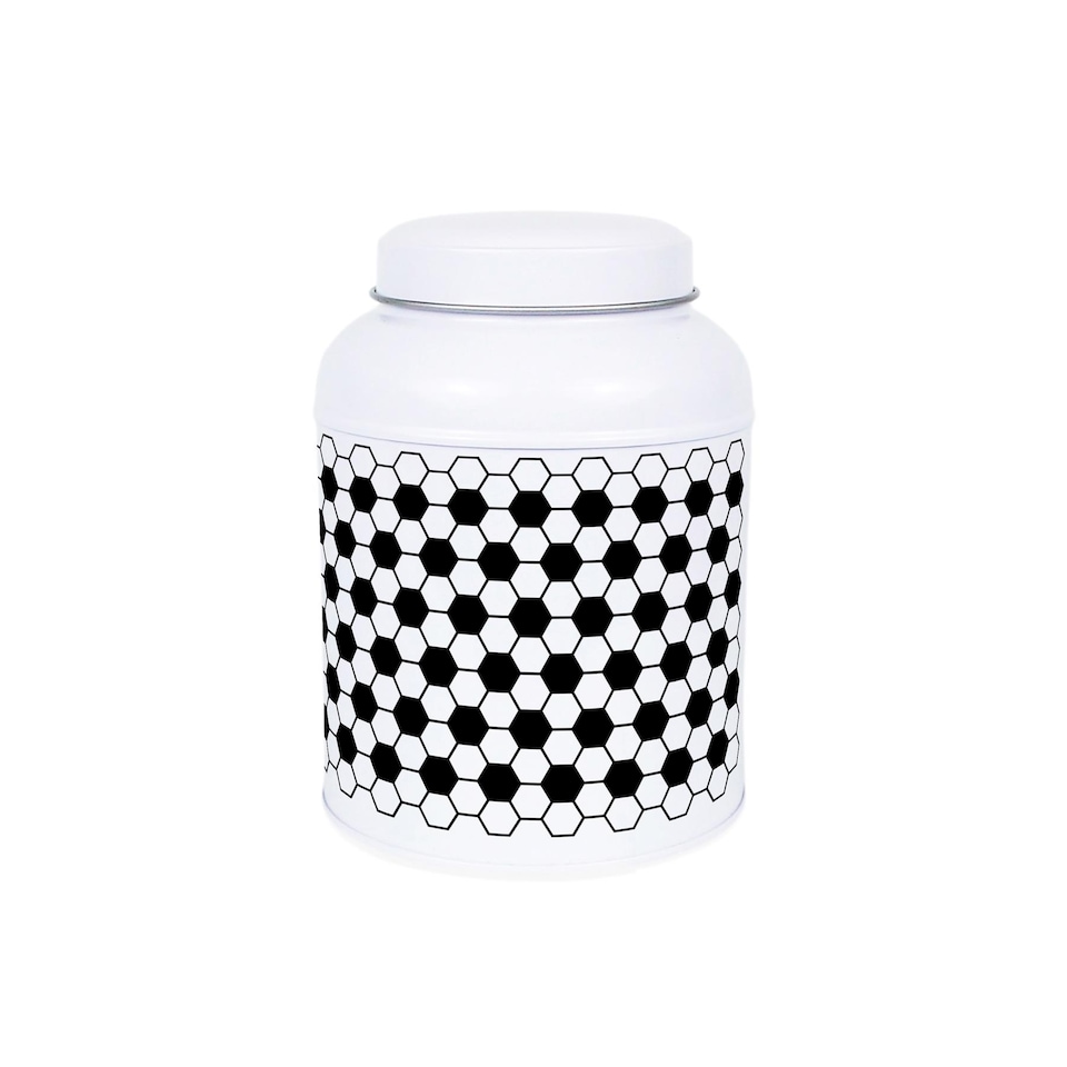 image 1 of Hexagon Tiles Peppercorn Canister - Small Domed Lid Kitchen Storage Jar