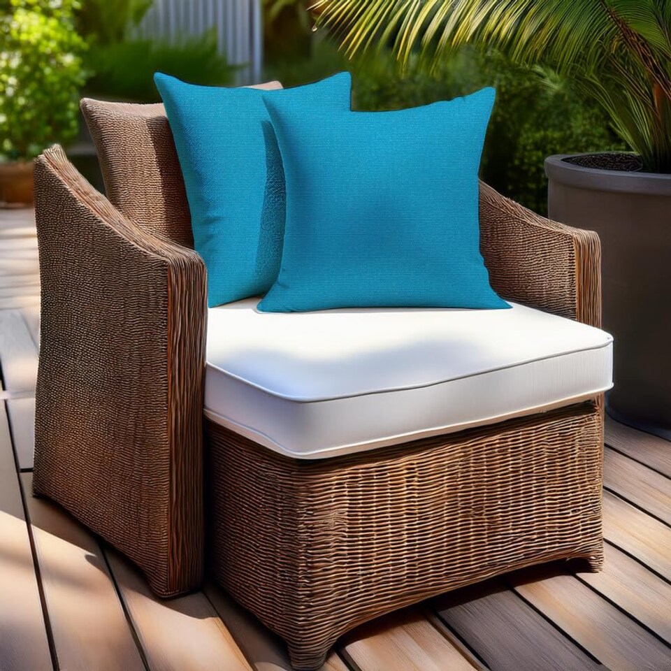 image 1 of Covers&All Sunbrella Throw Pillows Set of 2, Square 18 in x 18 in, Canvas Aruba