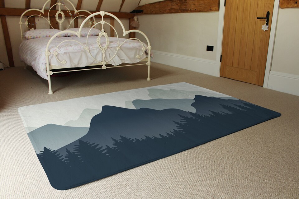image 1 of Mountain Landscape Illustration Designer Rug | Multi