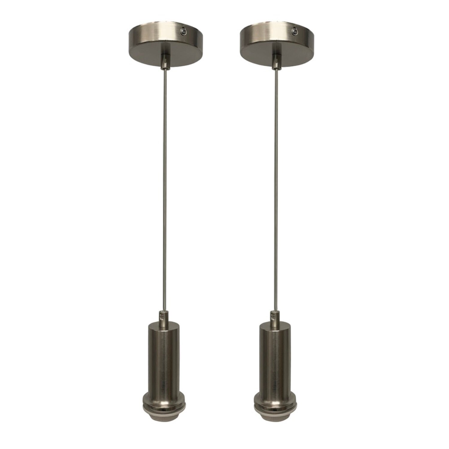 First Choice Lighting Set of 2 Celine Satin Nickel Ceiling Flex Suspension Kits for Shades in Silver