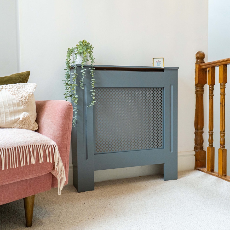 image 1 of JSH Radiator Cover Wood Grey Diamond MDF - Small - 78cm (W) x 81.5cm (H) x 19cm (D) | Grey