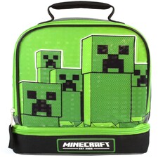 Minecraft Lunchbox for Kids | Embark on Boys and Girls Creeper Adventure | Green Zip Compartment Food Bag | Iconic Game Merchandise in One Size Fun | Carry The Pixelated Adventure Every Day