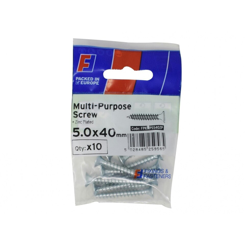 Forgefix Multi-purpose Pozi Screw Csk St Zp Forgepack - Multi Colour - 5.0 x 40mm ForgePack 10