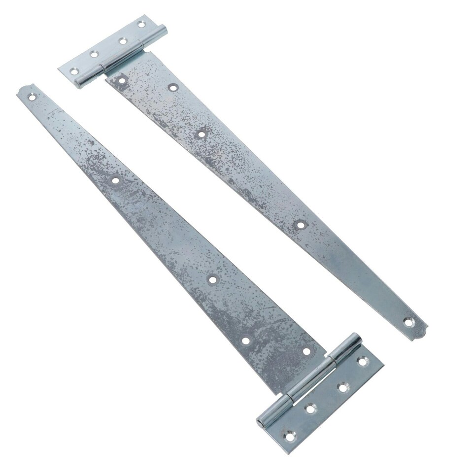 image 1 of 16in / 400mm Heavy Duty T Tee Hinges For Shed + Garden Gates Zinc Plated 4pc Silver