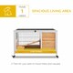 image 3 of PawHut Wooden Guinea Pig Hutch 2-Floor Design w/ Wheels, Yellow