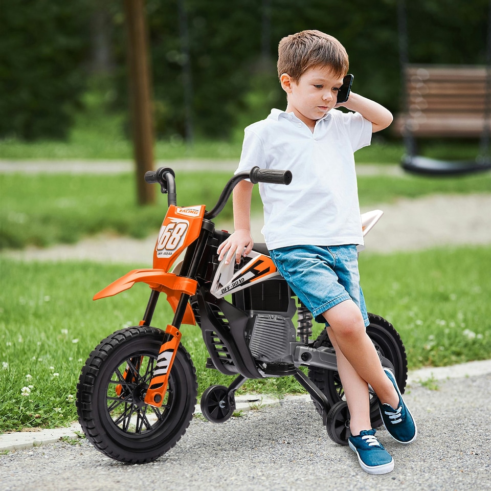 image 1 of AIYAPLAY 12V Kids Electric Motorcycle w/ Twist Grip Throttle, Music, Orange