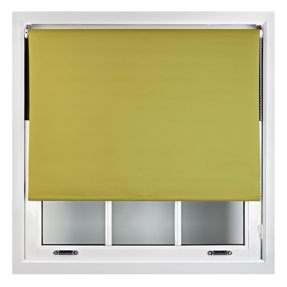 image 1 of FURNISHED Roller Blind Blackout Easy Fit Trimmable Insulated UV Protection with Metal Fittings | Green | Green