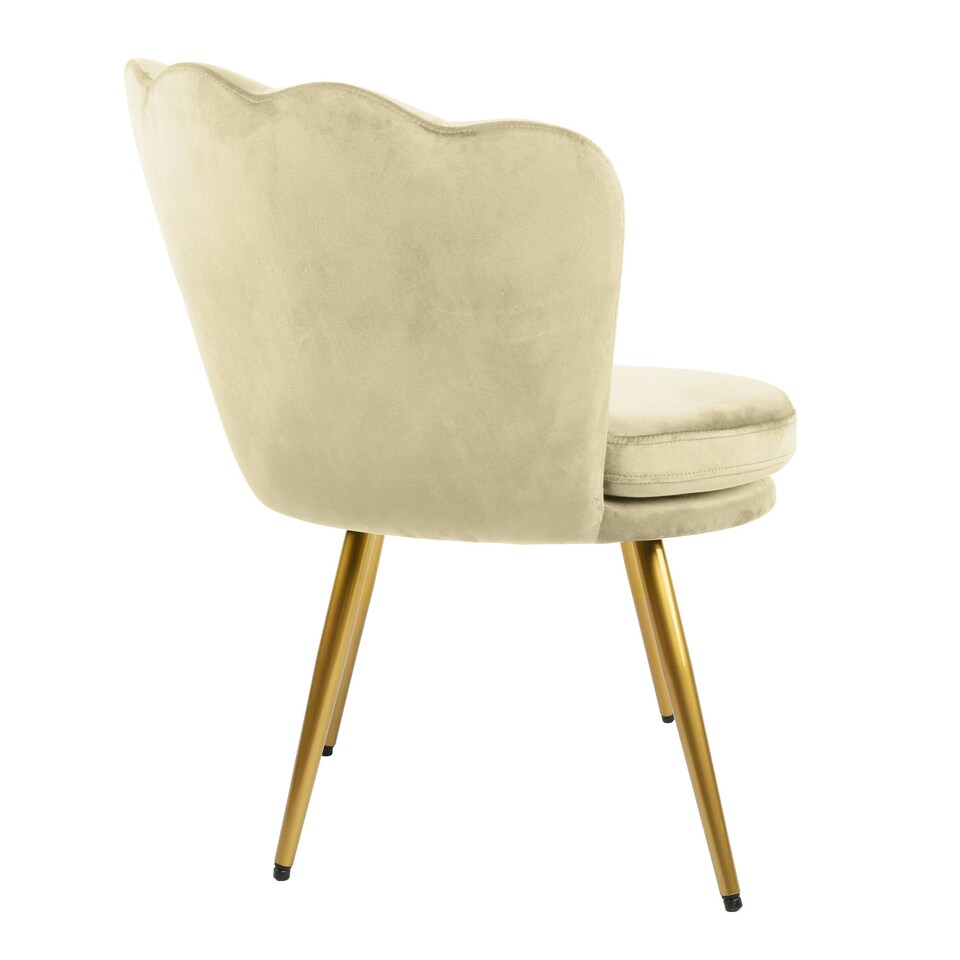 image 1 of FLORA Petal Chair Velvet Upholstered Fabric - Champagne Yellow | Champagne